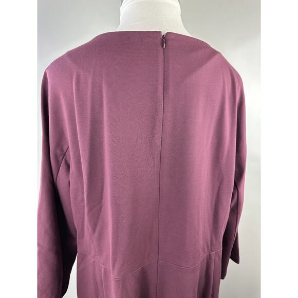 Lafayette 148 New York Sheath Dress 3/4 Sleeve Pleated Berry Womens Plus Size 3X - Picture 7 of 12